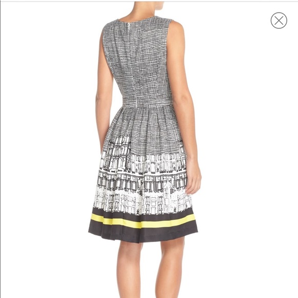 Ellen Tracy Pleated Twill Fit Flare Dress 2 - Picture 2 of 5